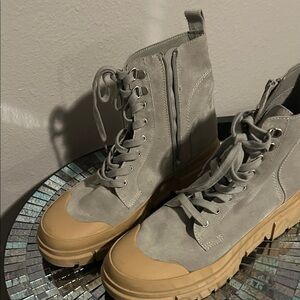 Treasure & Bond Gray and Tan Combat Boots
